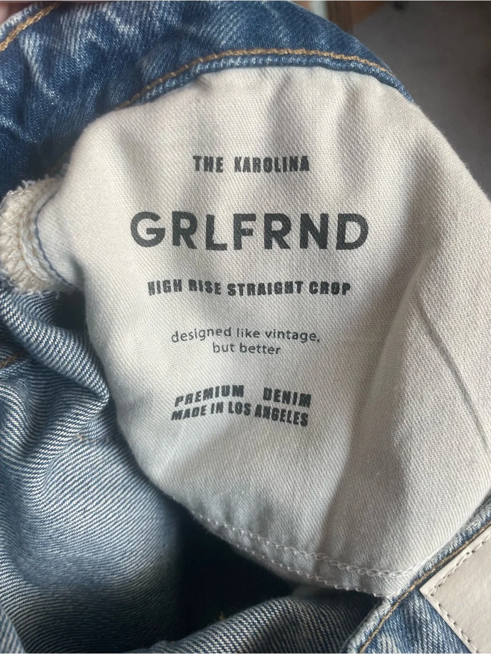 NWT GRLFRND Karolina High Rise Straight Crop Jeans Button Fly Light Wash 28